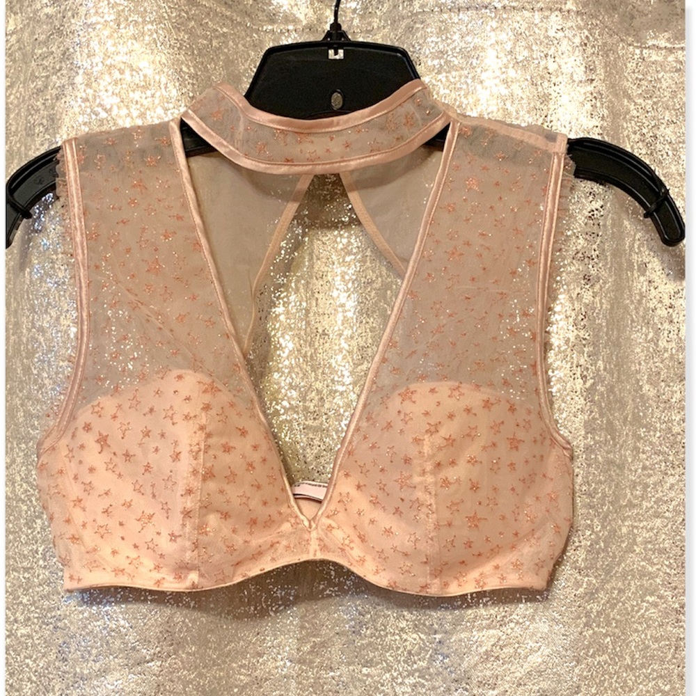 VICTORIA’S SECRET - Nude Lined Plunge Rose Gold Star Bra - Picture 7 of 14